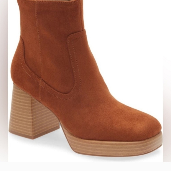 BP Keyla Platform Bootie in Tan Chestnut Multi Sizes - Picture 2 of 11